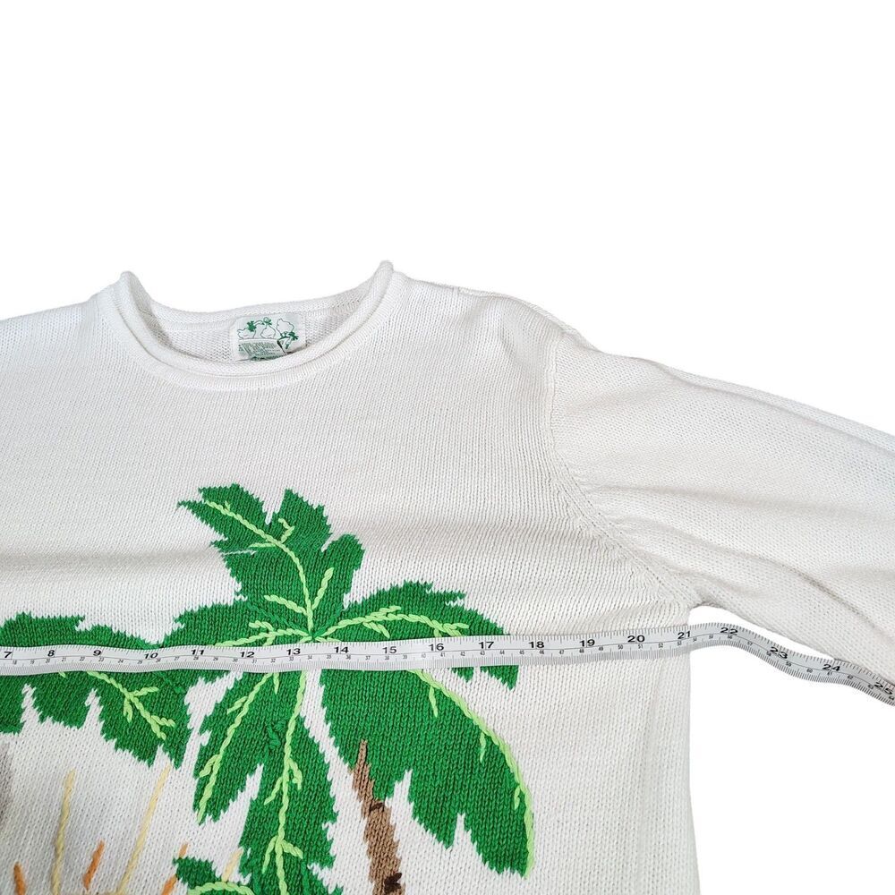 Quacker Factory Womens Coastal Grandma Cruise Ship Sweater M Palm Tree Beach - Picture 8 of 9